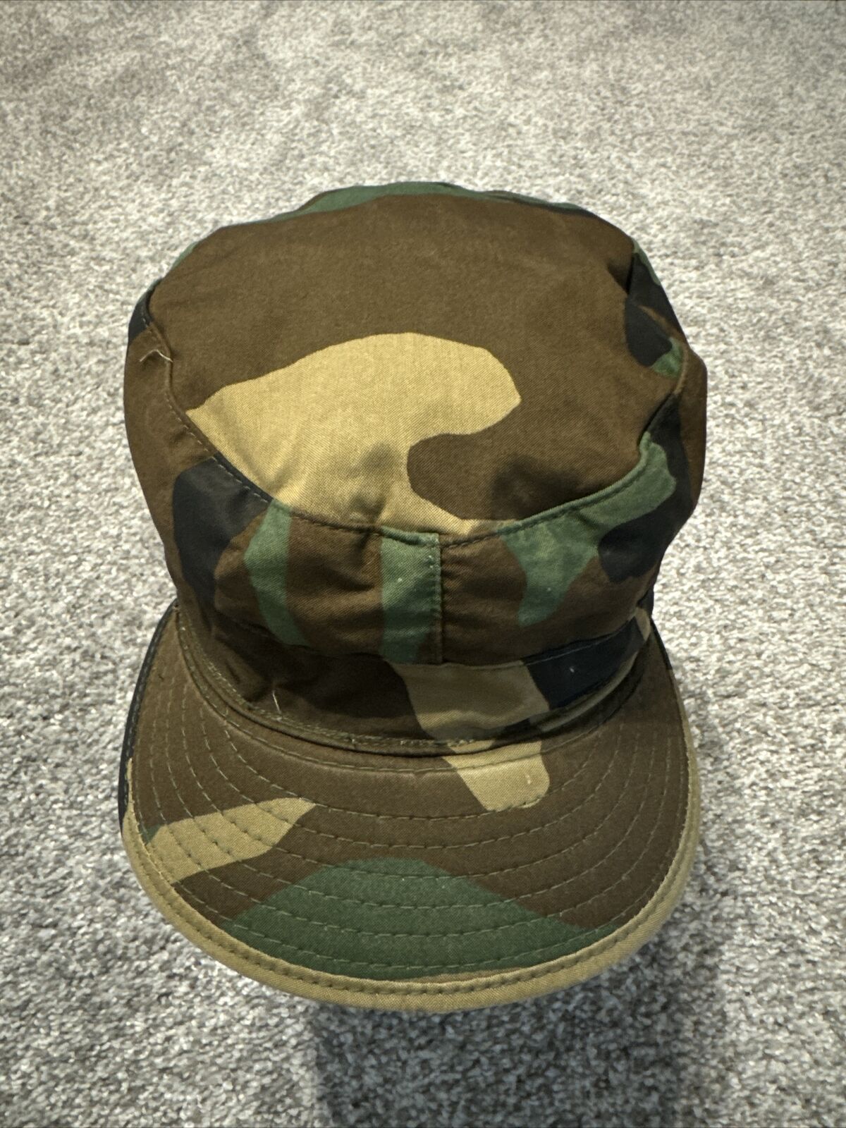 Army Issued Woodland BDU Camouflage Cap Hat 7 1/2 With Ear Flaps