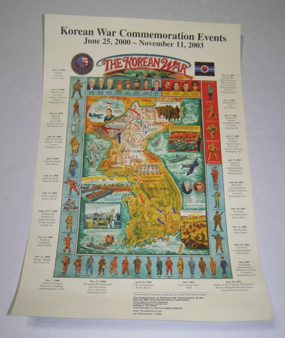 KOREAN WAR 50TH ANNIVERSARY OFFICIAL DOD COMMEMORATIVE EVENTS POSTER 2000-2003