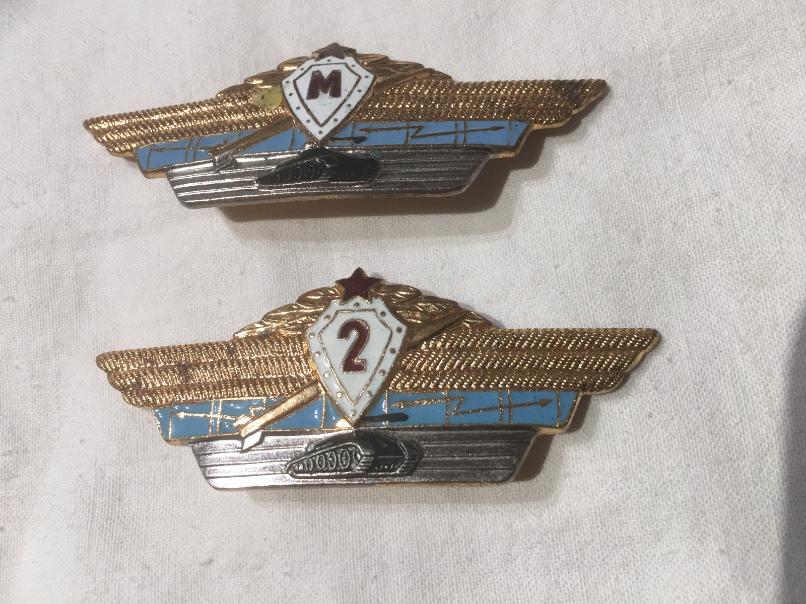 2 Original Rassian Ussr Tank Driver Mechanic Master & First Class Badges