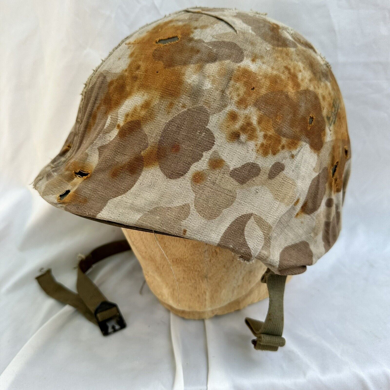 WWII USMC Marine Corps M-1 Helmet W/ Frogskin Camo Named Fixed Bale
