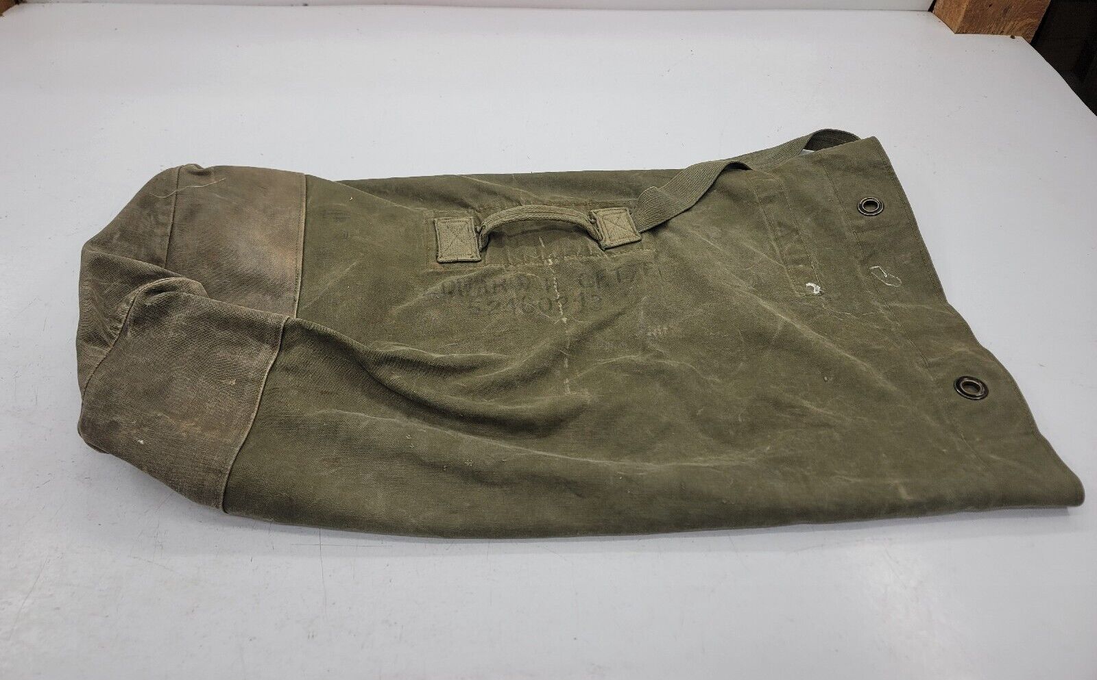 Vintage US Army War Era Barrack Olive Duffle Laundry Bag