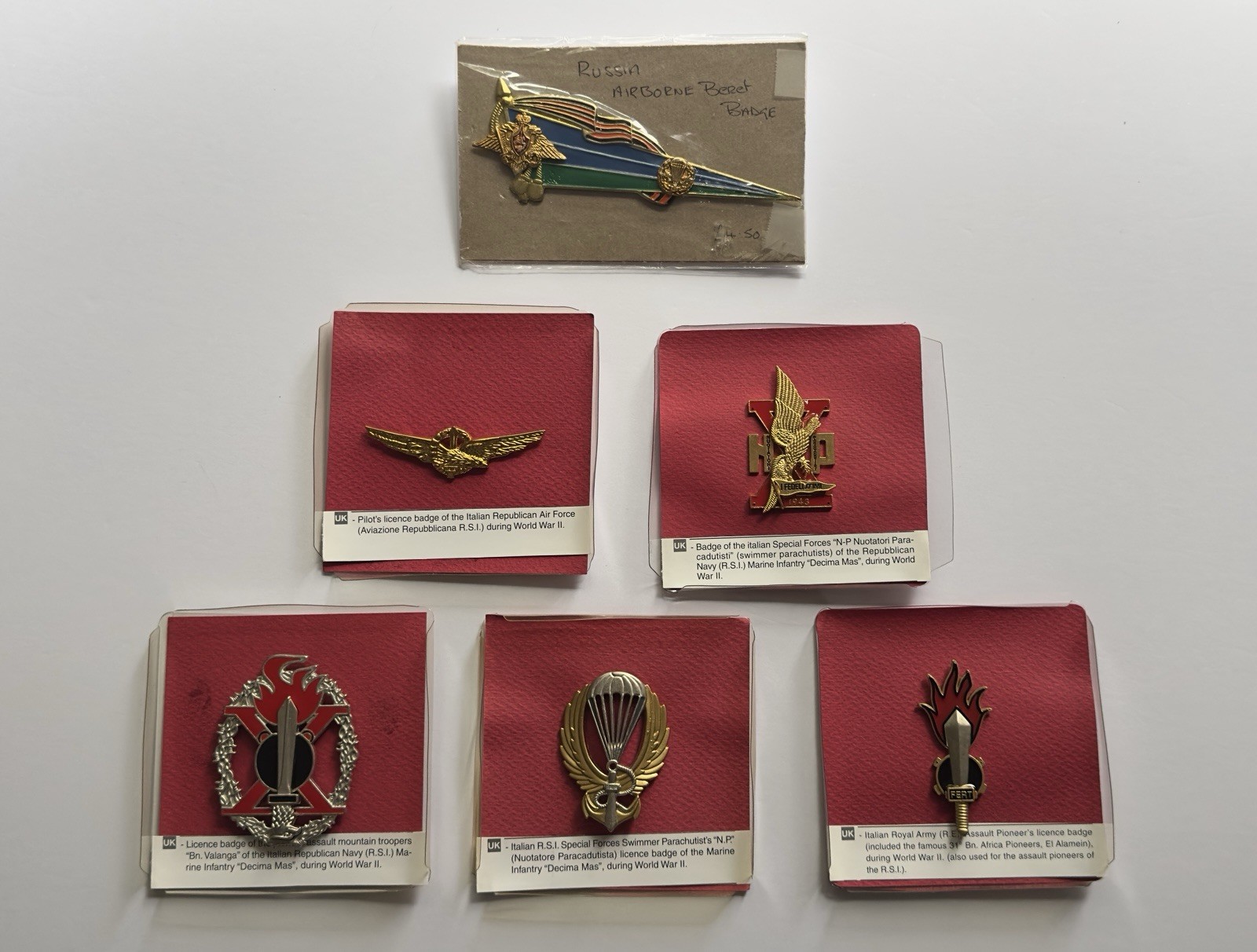 WWII Italian Decima MAS RSI Badge Lot 7pc Replica Russian VDV Airborne