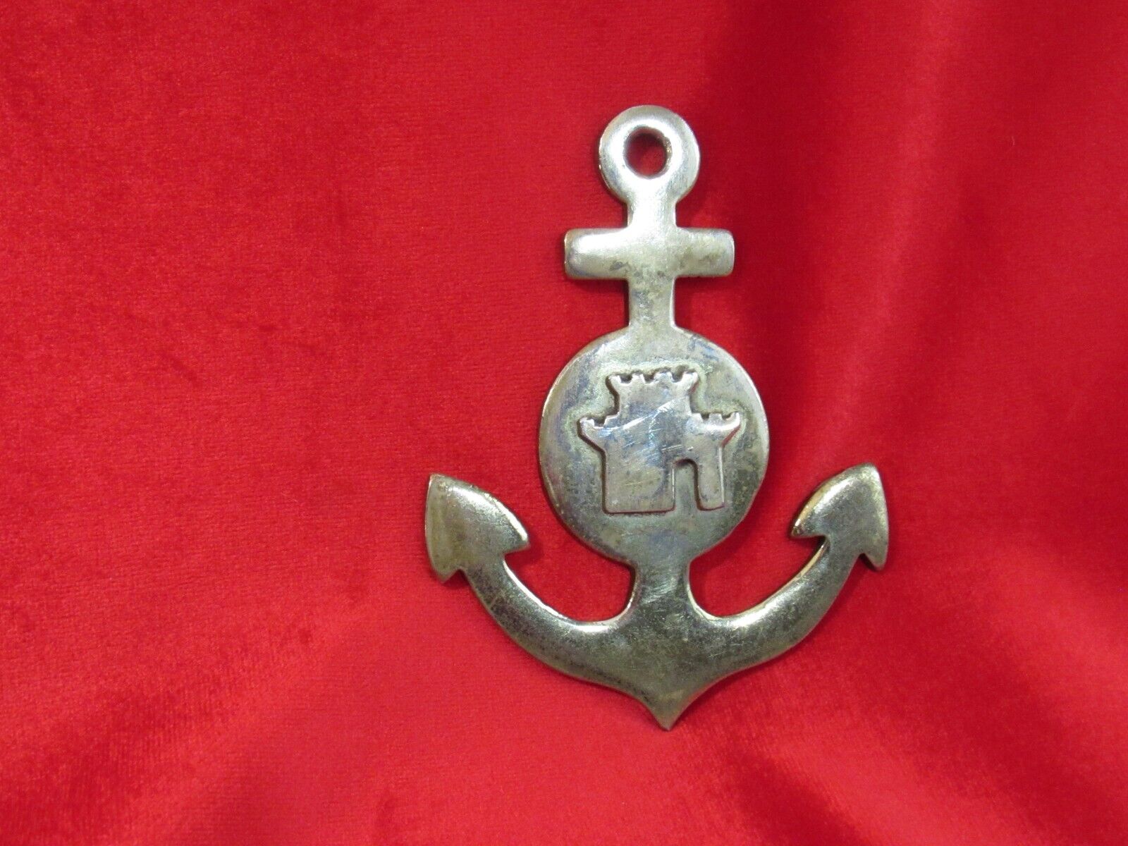 Vintage Brass U.S Navy Anchor Room/Door ID. USS Carrillo WWI?