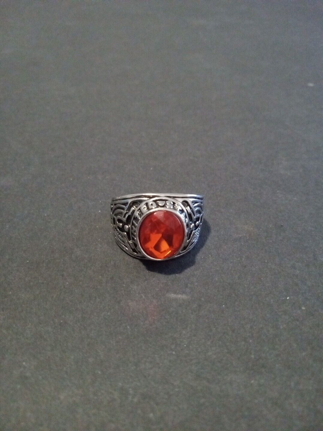 Vintage United States Army Ring Size 11 Silver Sterling Silver Red Stone