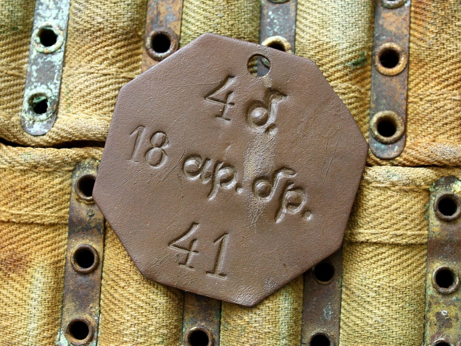 Original imper Russian WW1 Relic Soldiers Octagonal Identification tag Artillery