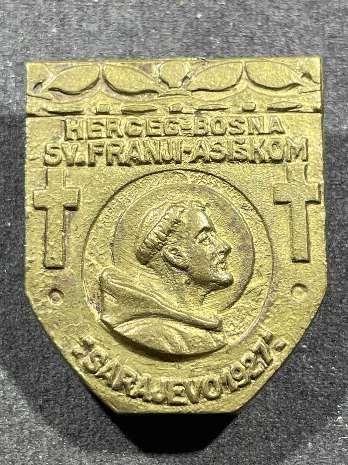 WW2 WWII Yugoslavian Bosnia and Herzegovina St Francis Pilgrimage Pin Badge 1927