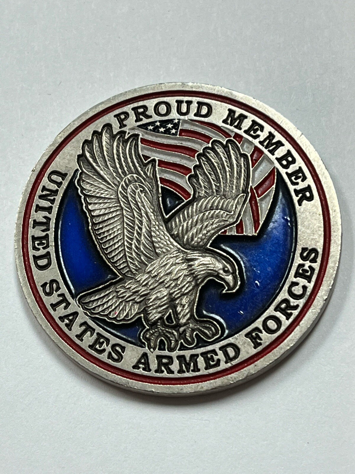PROUD MEMBER UNITED STATES ARMED FORCES DEFENDERS OF FREEDOM CHALLENGE COIN
