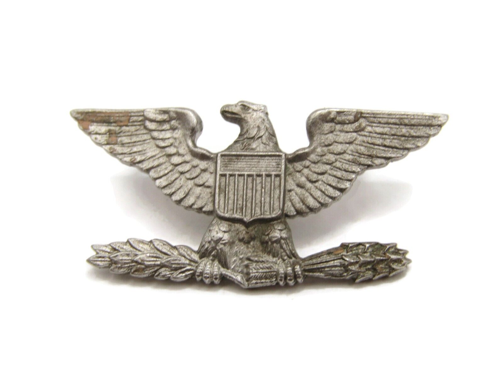 USA US Military Eagle Pin Shield Center Vintage Silver Filled