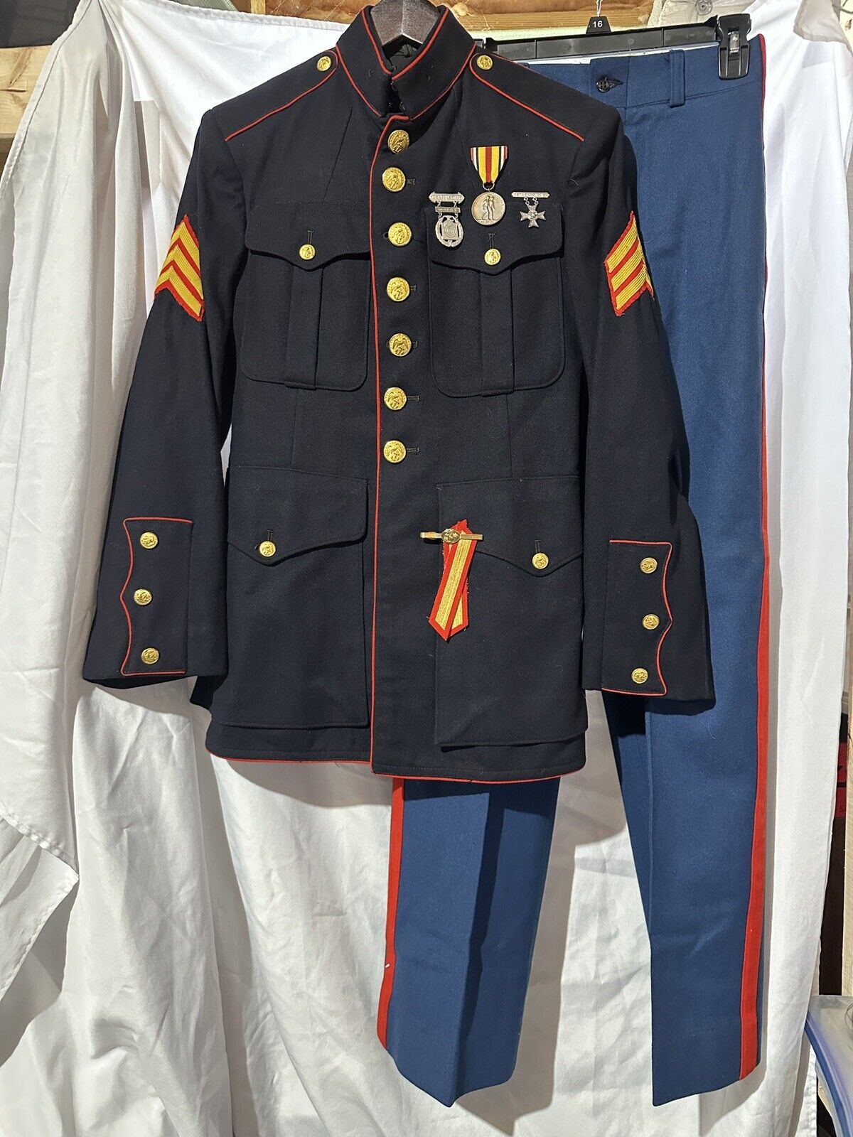 VTG 1950s US Marine Corps USMC SGT Dress Blue Uniform and Pants NAMED