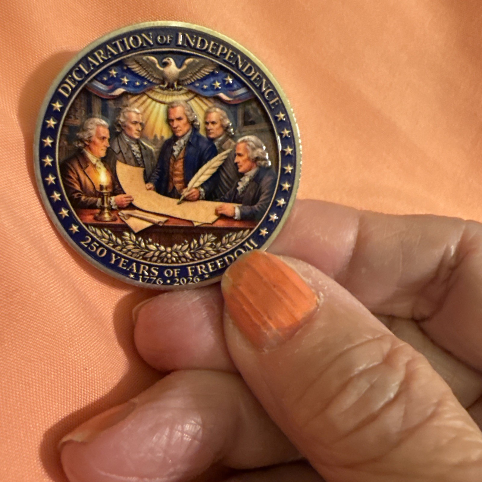 3D American Freedom Theme W/Declaration Of Independence Collectible Coin