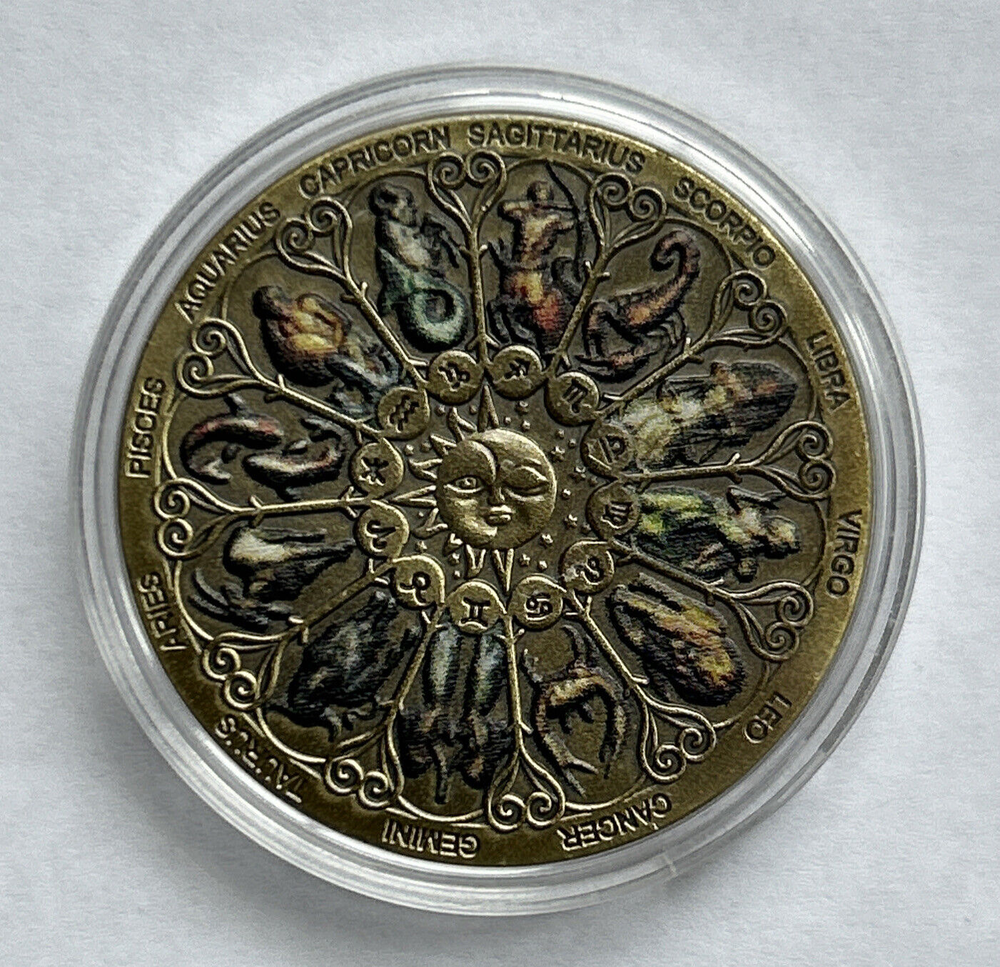 Signs of The Zodiac gold in color Challenge Coin