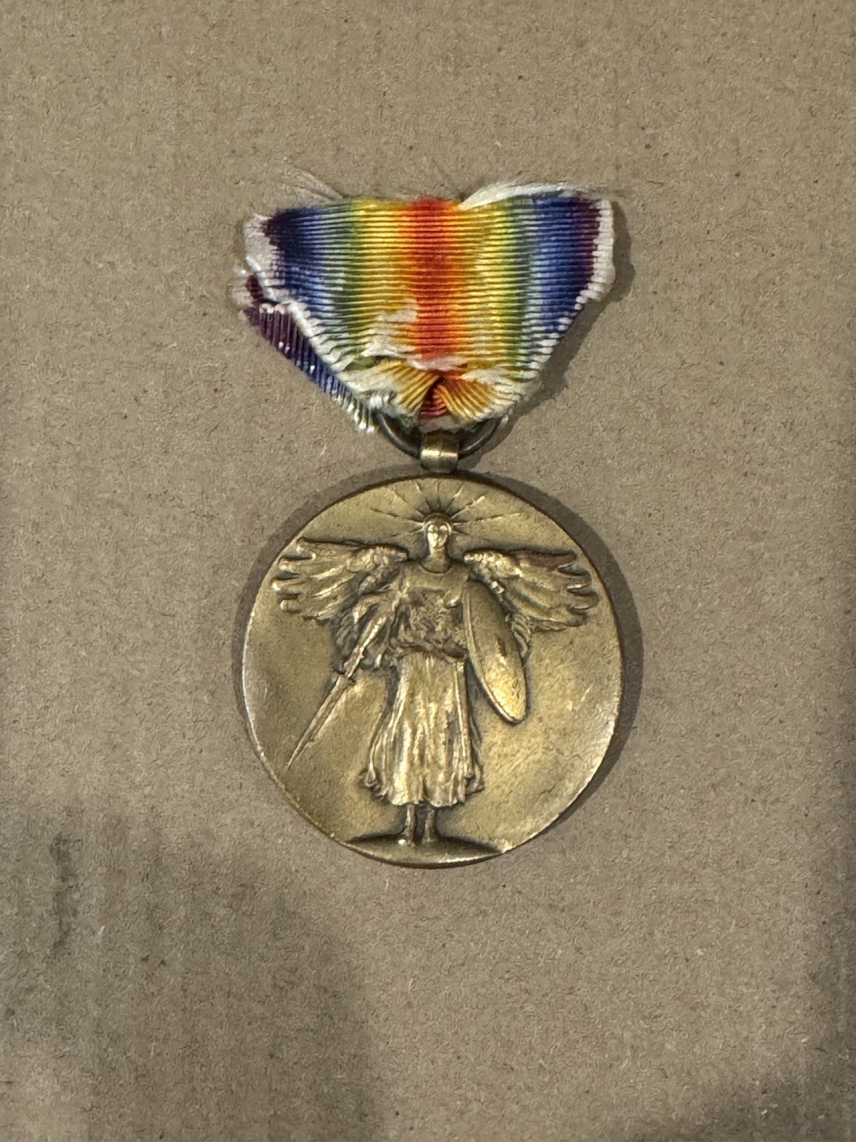 Original WWI Allied Victory Medal Great War For Civilization Rainbow Ribbon