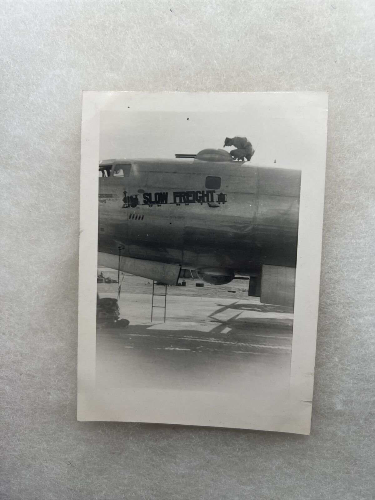 WW2 US Army Air Corps Nose Art “Slow Freight” Plane Photo (V90