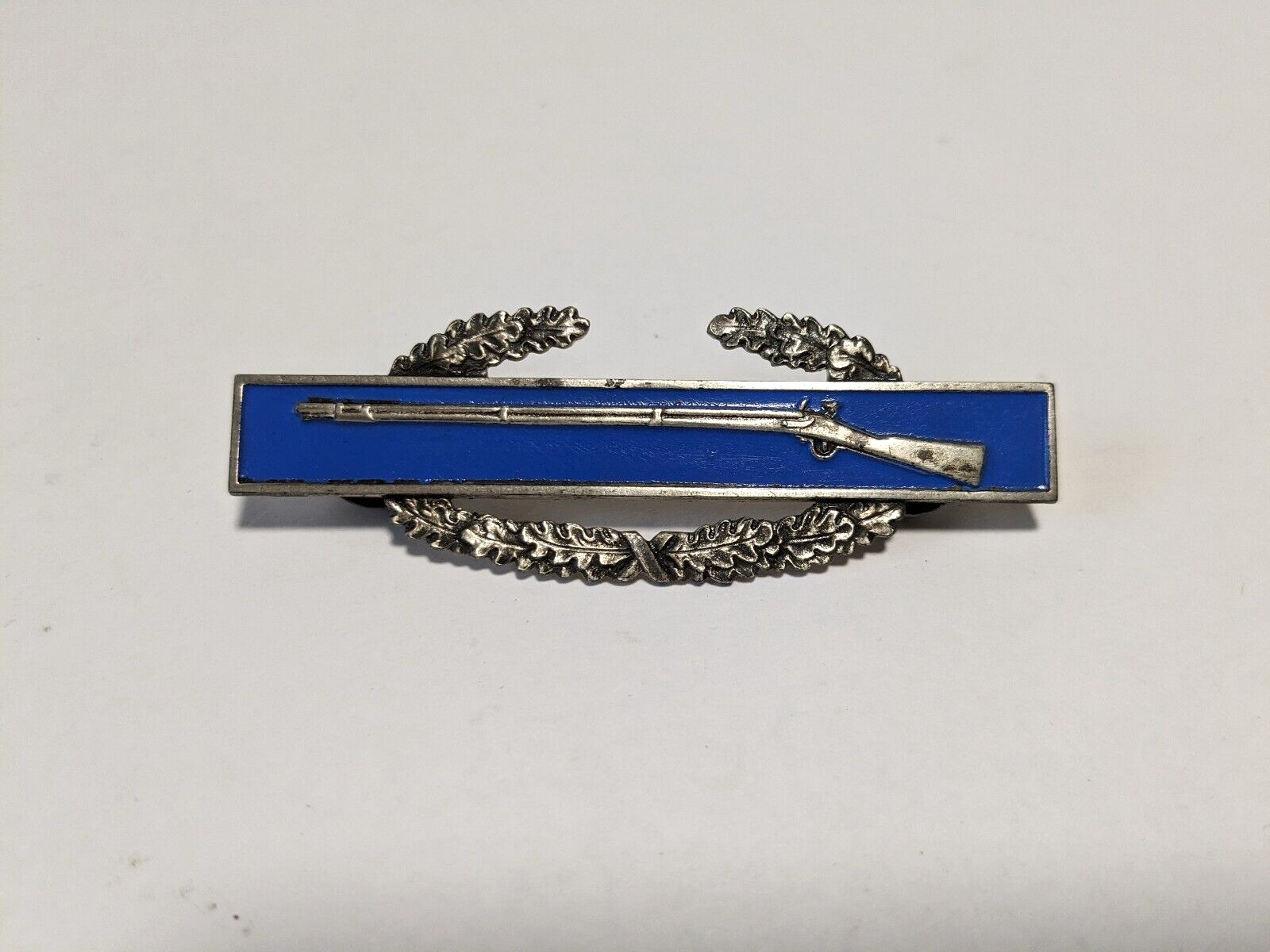 Vintage WWII Military Rifle Gun Pin Blue Sterling Silver Badge Marksman WW2