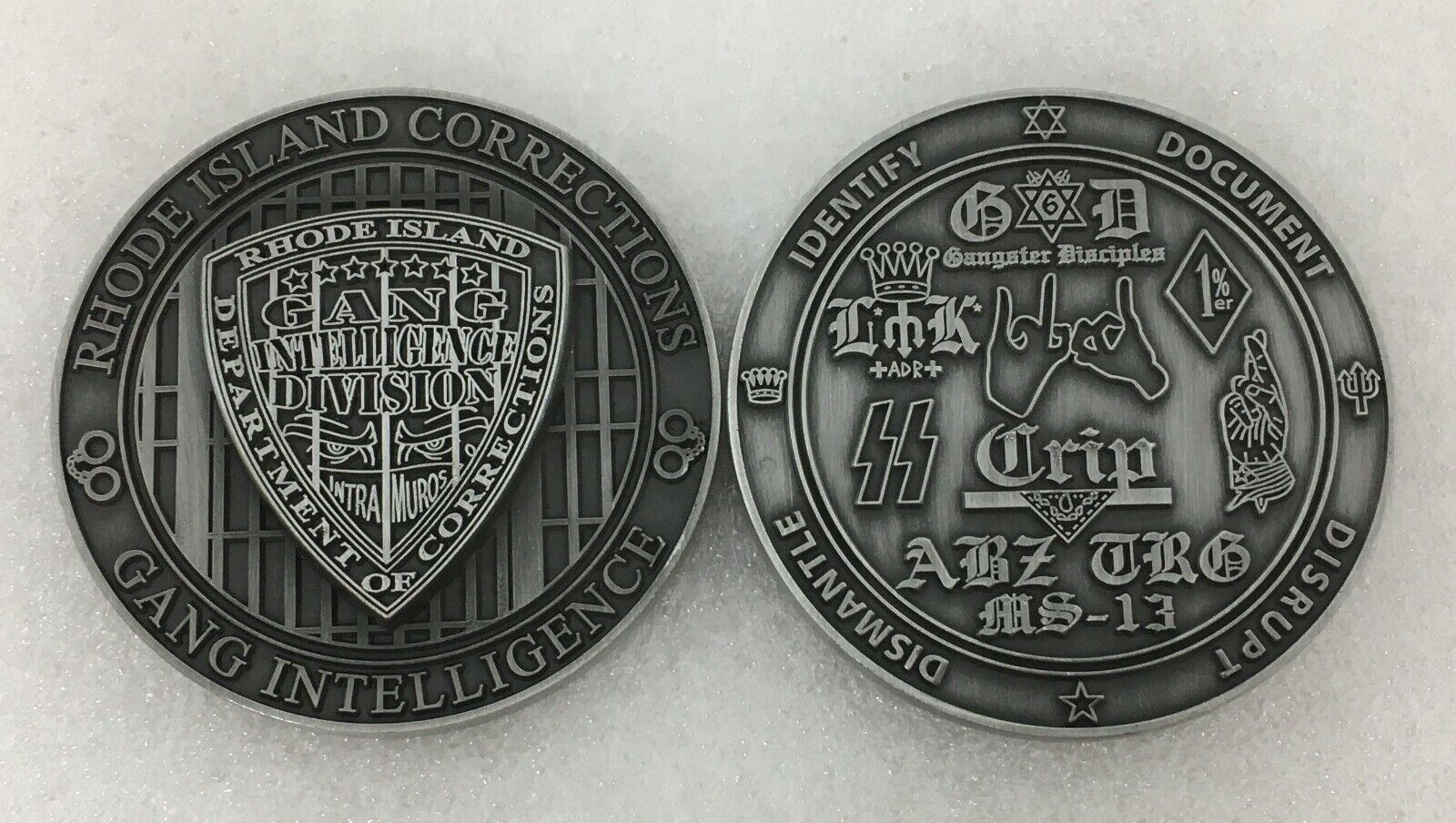 Rare 2 Coin Set of RIDOC GANG UNIT coins, National & Local Gangs Raw Variant 🔥