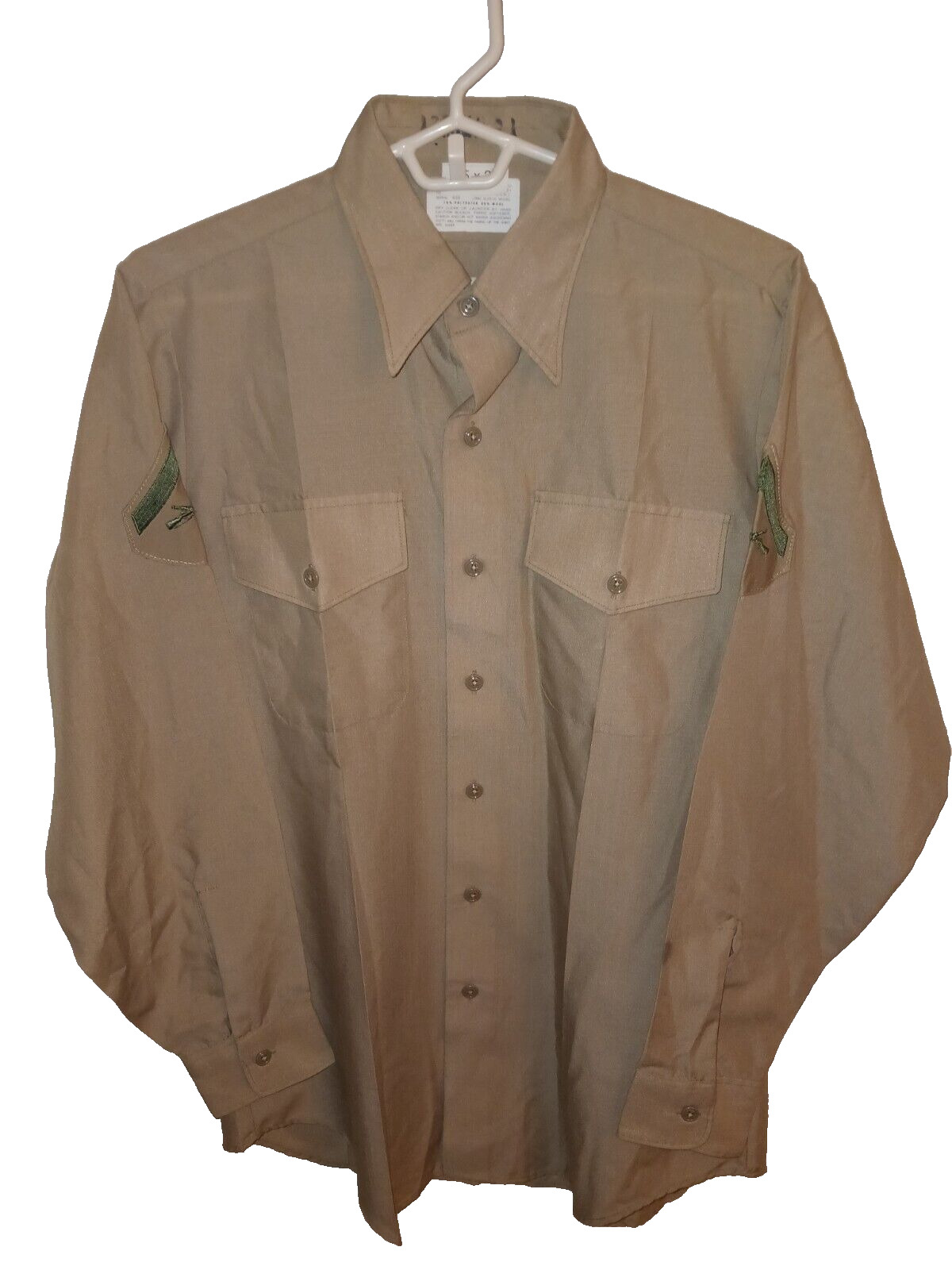 USMC Marine Corps Military Men's Khaki Shade Long Sleeve Shirt - Size 15 x 33