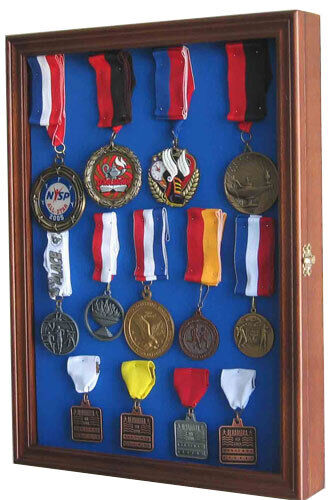 Military Pin Display Case Cabinet wall Shadow Box for Medal Display 