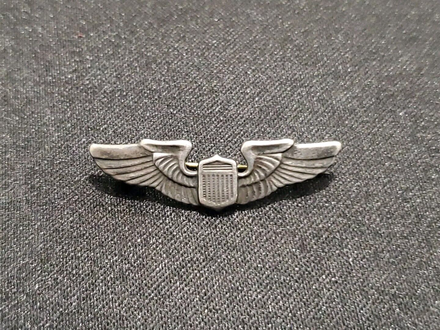 Vintage WW2 US Army Air Corps Sterling Silver Pilots Wings Pin Badge 1.5\