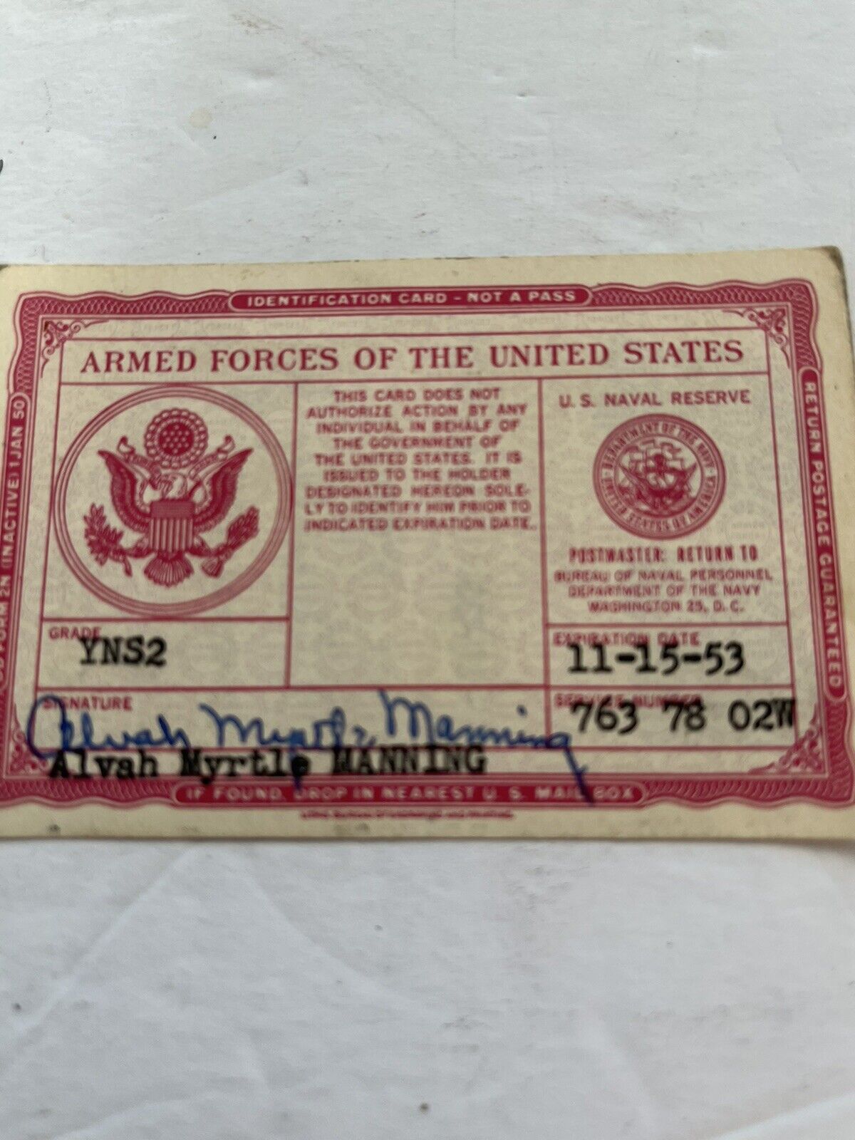 Vintage WW2 Certificates of Satisfactory Service, one U.S.Navy Liberty Card +som