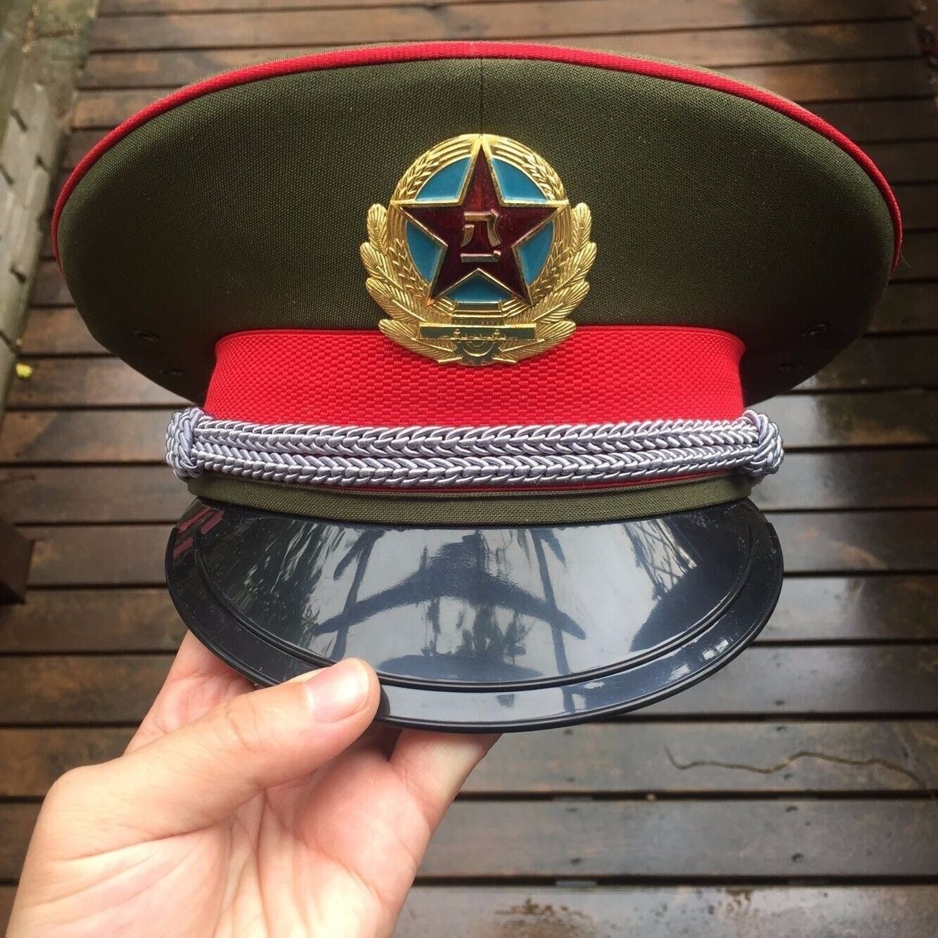 59cm Collectable Military officer Captain's Visor Hat Chinese Communist Army Cap