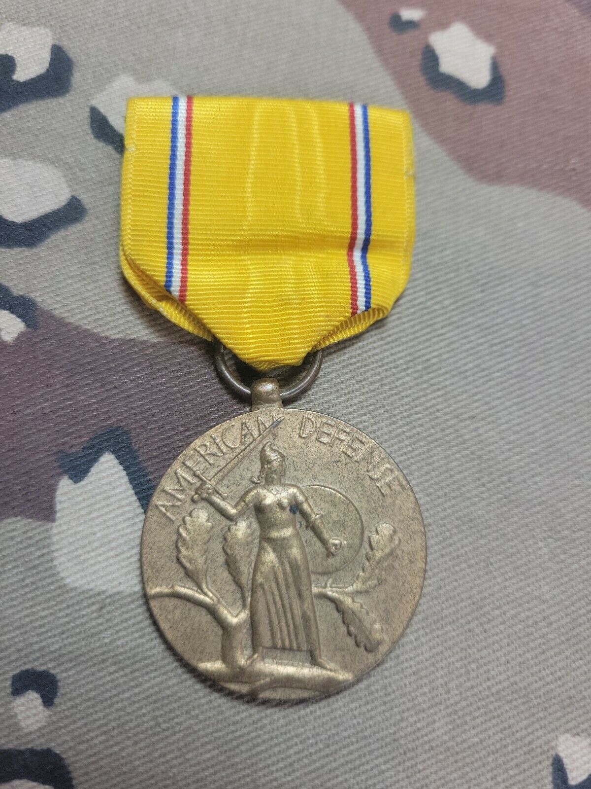 WWII US American Defense Medal Slot Brooch #2