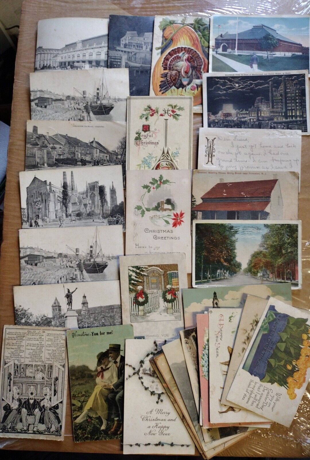Rare WWI 1916 to 1918 Lot 30 Postcards Letters to and from Home in U.S & France