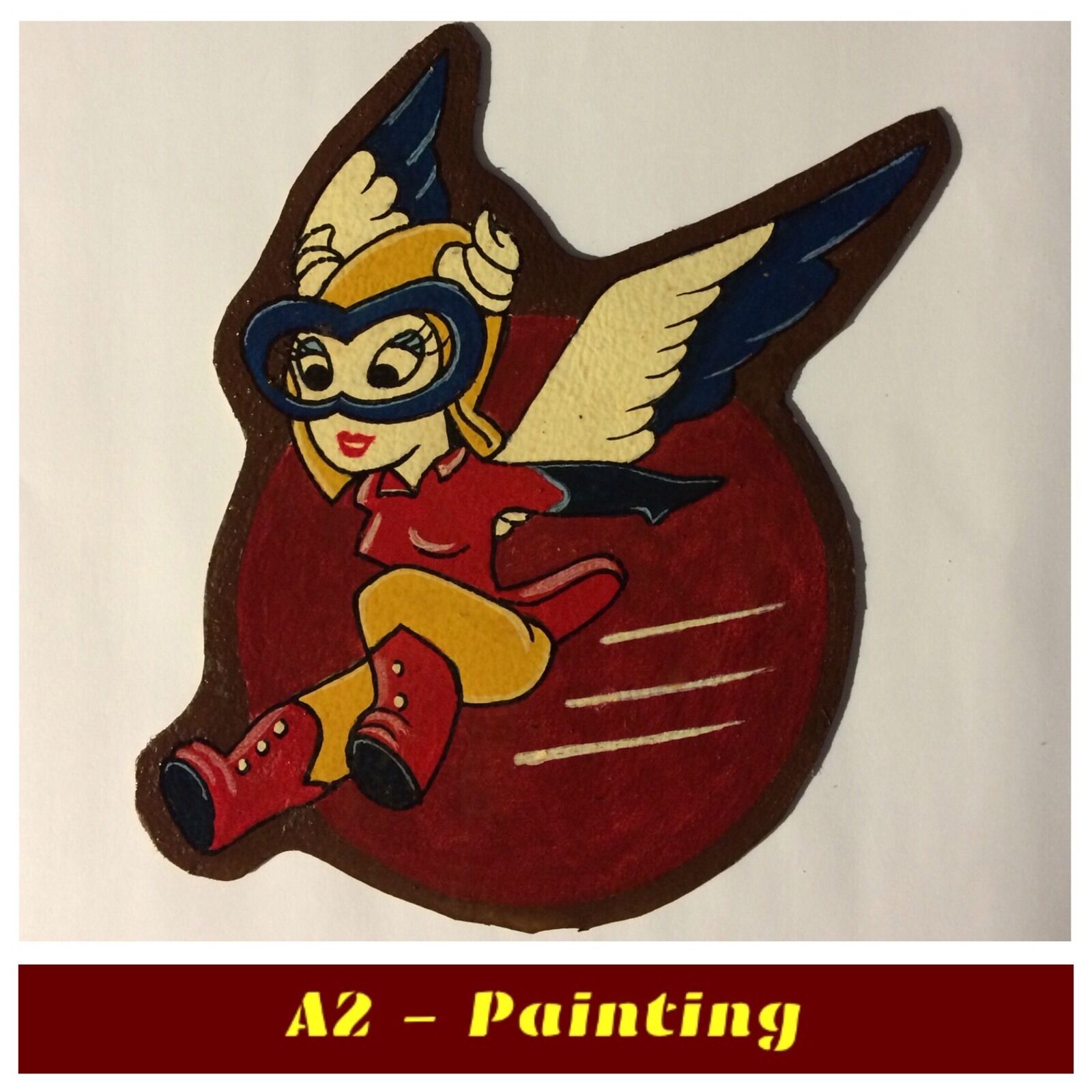 WW2 Hand Painted WASP fifinella Leather Patch For A2 Jacket Choice Of 2 Designs