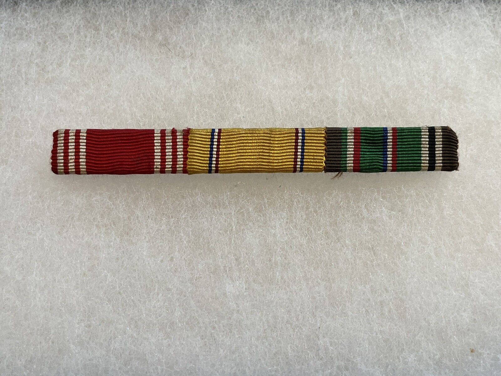 WW2 US British Made 3-Place ETO Medal Ribbon Bar Pin/Badge