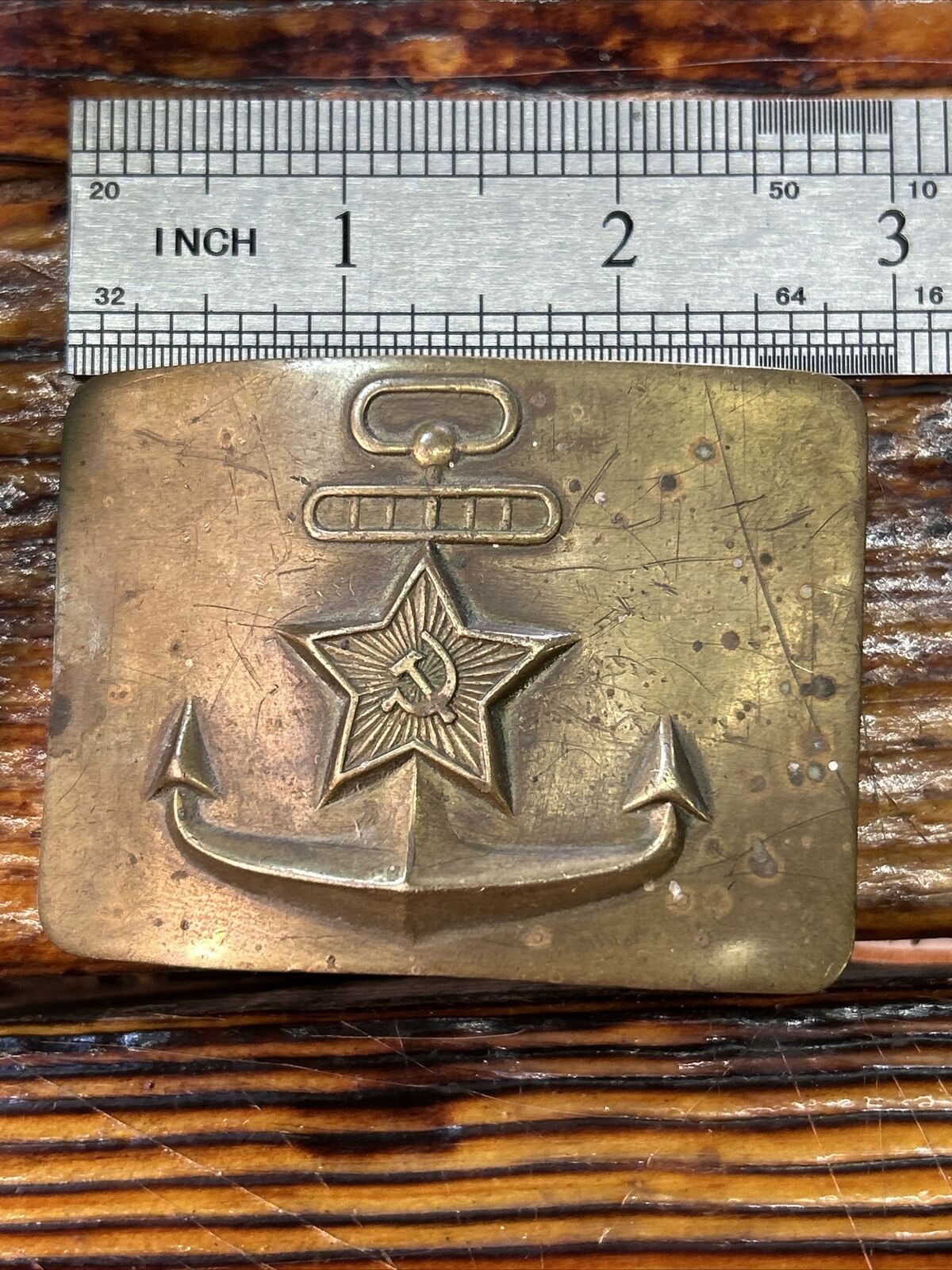 USSR Soviet Union Navy Hammer Sickle Star Anchor Military Vintage Belt Buckle AD