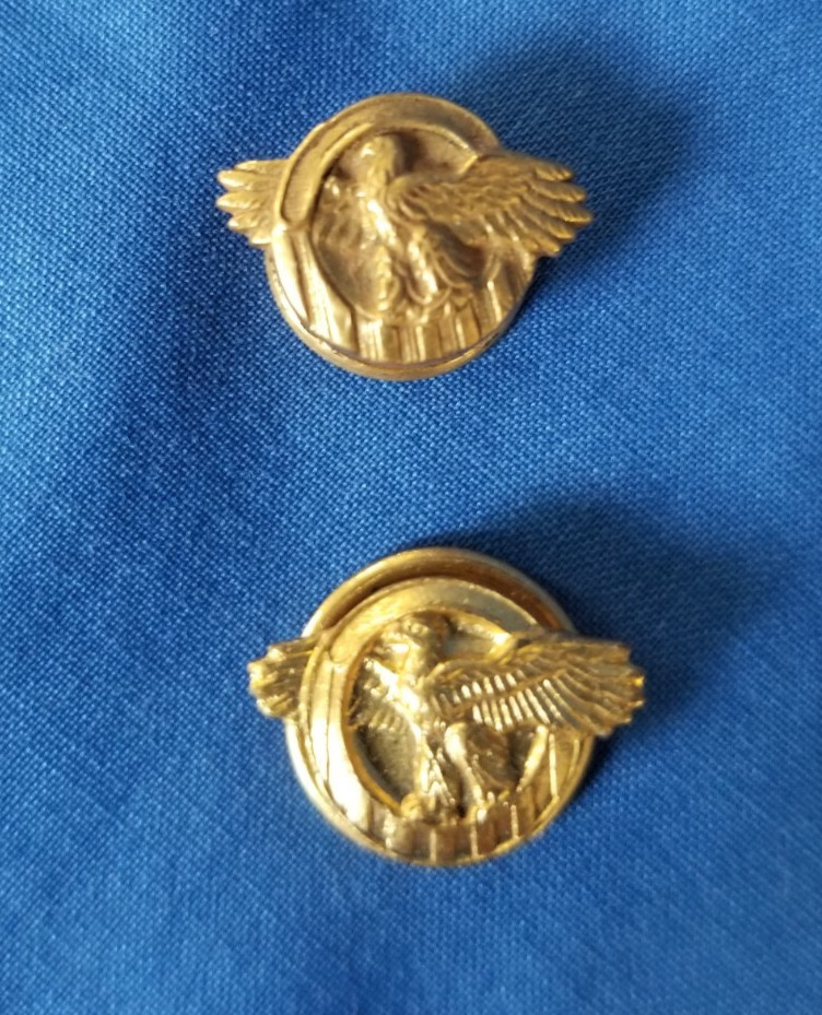 Vintage WWII Ruptured Duck Honorable Discharge Brass Lapel/Button Lot of 2