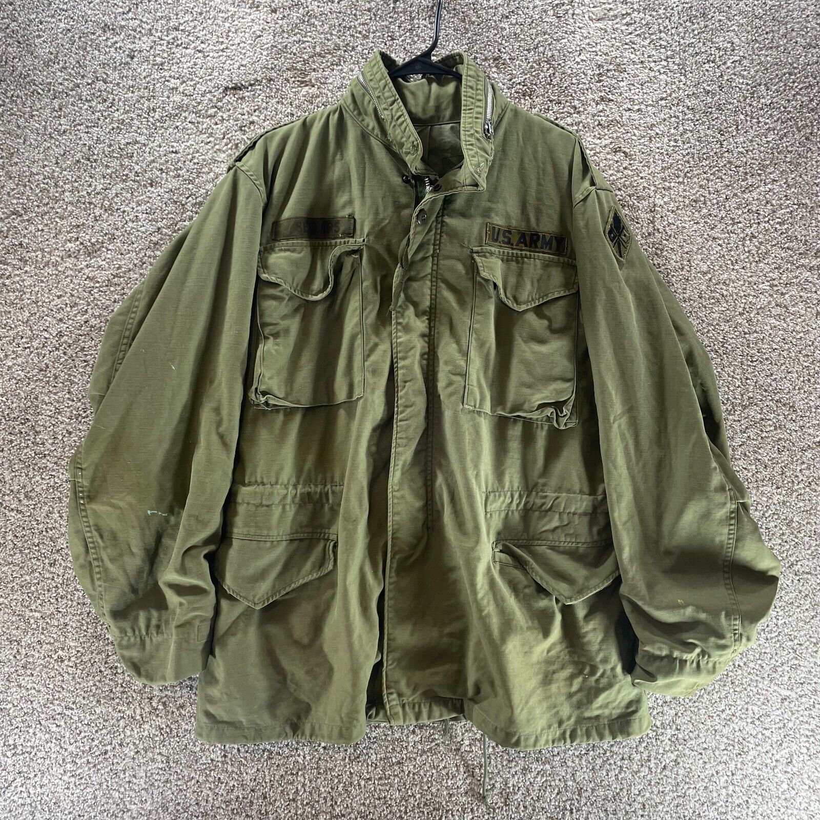 Vintage M-65 OG-107 Military Field Jacket Mens Large Cold Weather Coat 1960s