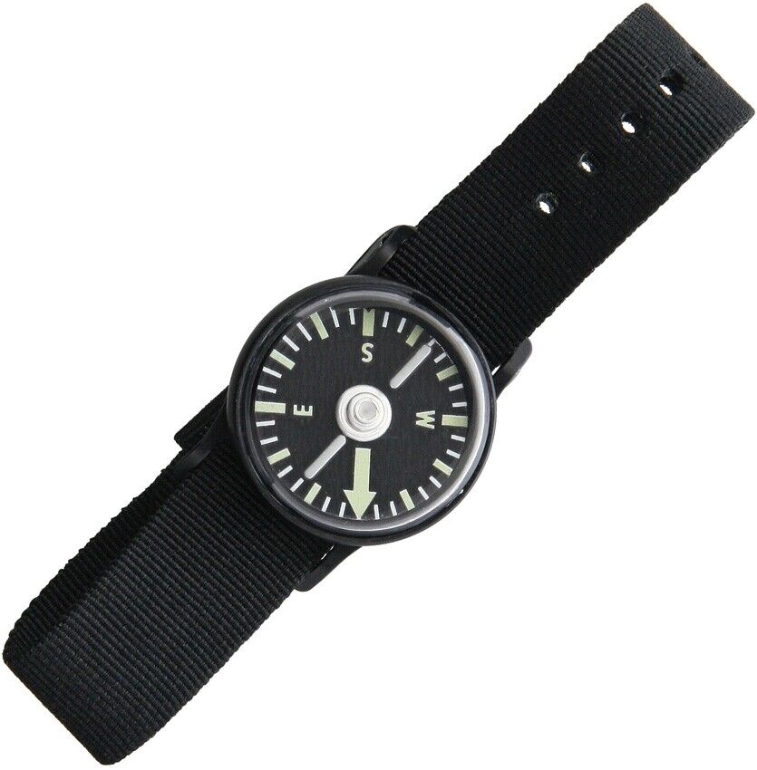 New - Cammenga Phosphorescent Wrist Compass - Black - Tactical Strap 