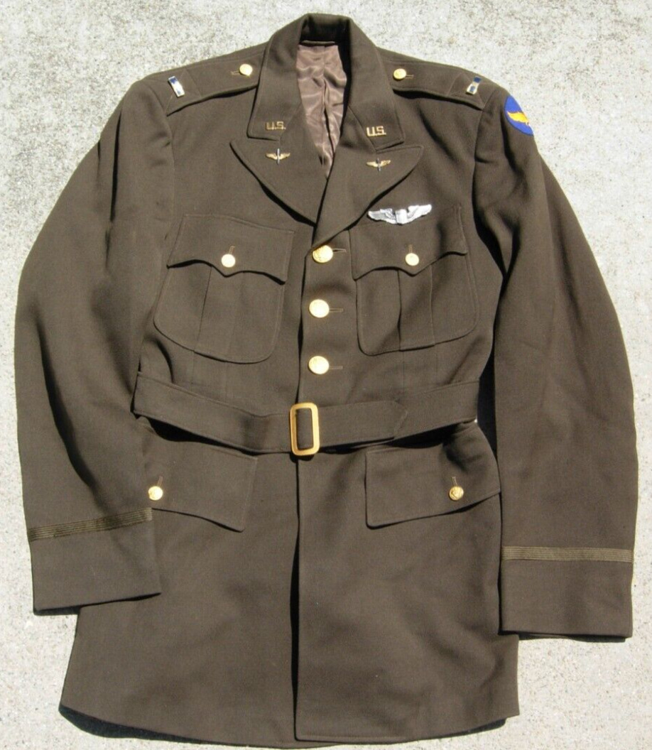 WW2 AAF Chocolate Brown Warrant Officer Pilot's 4 Pocket Tunic - Badged