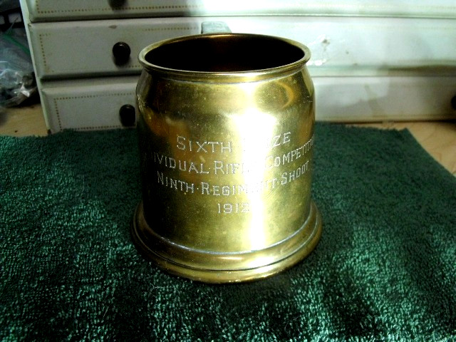 WW1 ERA 1912 NINTH REGIMENT SHOOT INDIVIDUAL RIFLE COMPETITION COPPER TANKARD