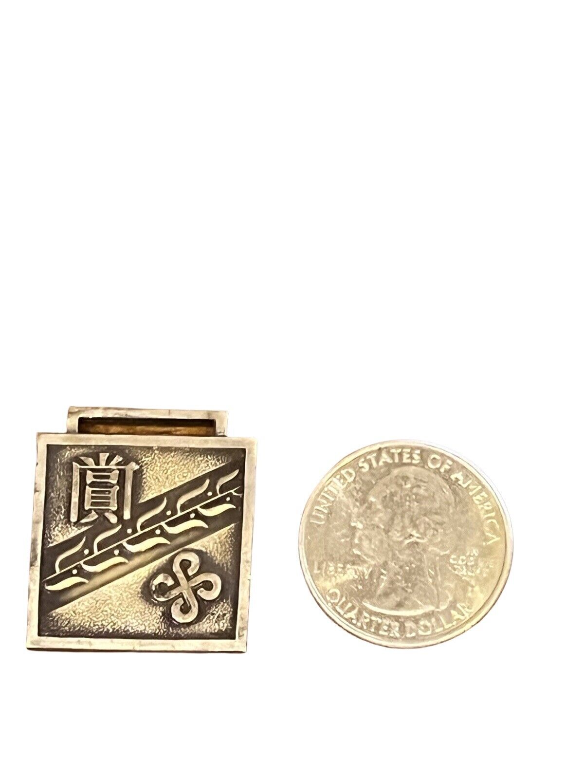 Vintage Japanese Unknown Award Medal Pin Badge Pendant Japan Square