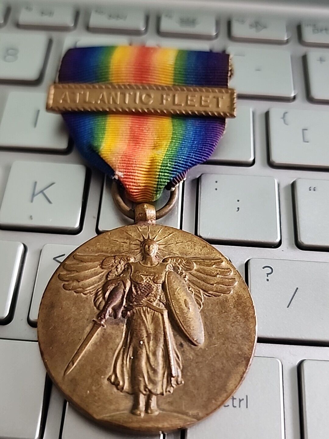 WW1 Victory Medal /Atlantic Fleet Clasp --SEE STORE WW1 -WW2 MEDALS HUGE AUCTION
