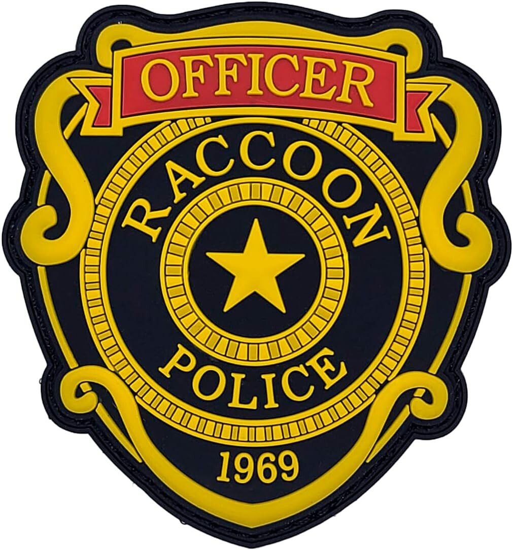 Resident Evil Raccoon Police Officer  3D PVC Rubber Patch | Hook Backing 3"X2.5"