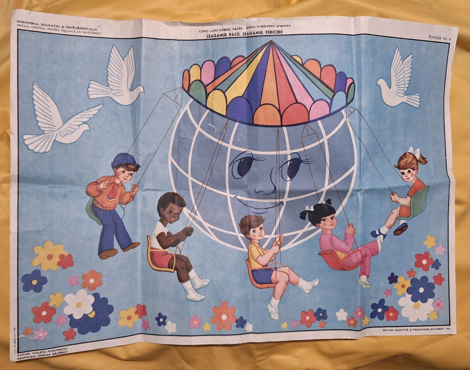 Poster the cradle of peace - the cradle of happiness, education, Romania 1988