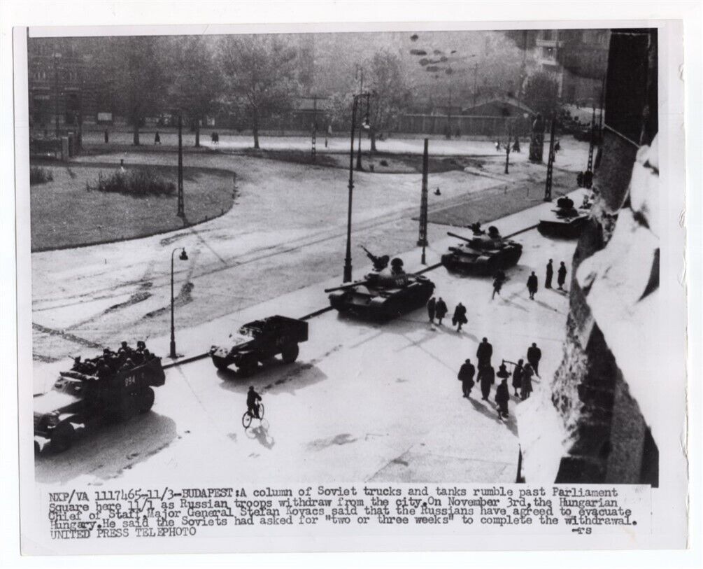 1956 Soviet Tanks Withdrawal From Budapest Hungary Original News Telephoto