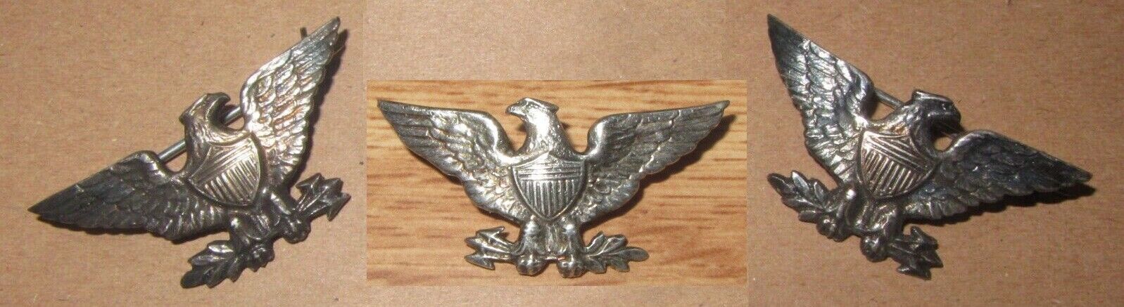 (3) Tiffany & Co. sterling  U.S.  Colonel WWI  \' war eagle \' pins ..Very Rare