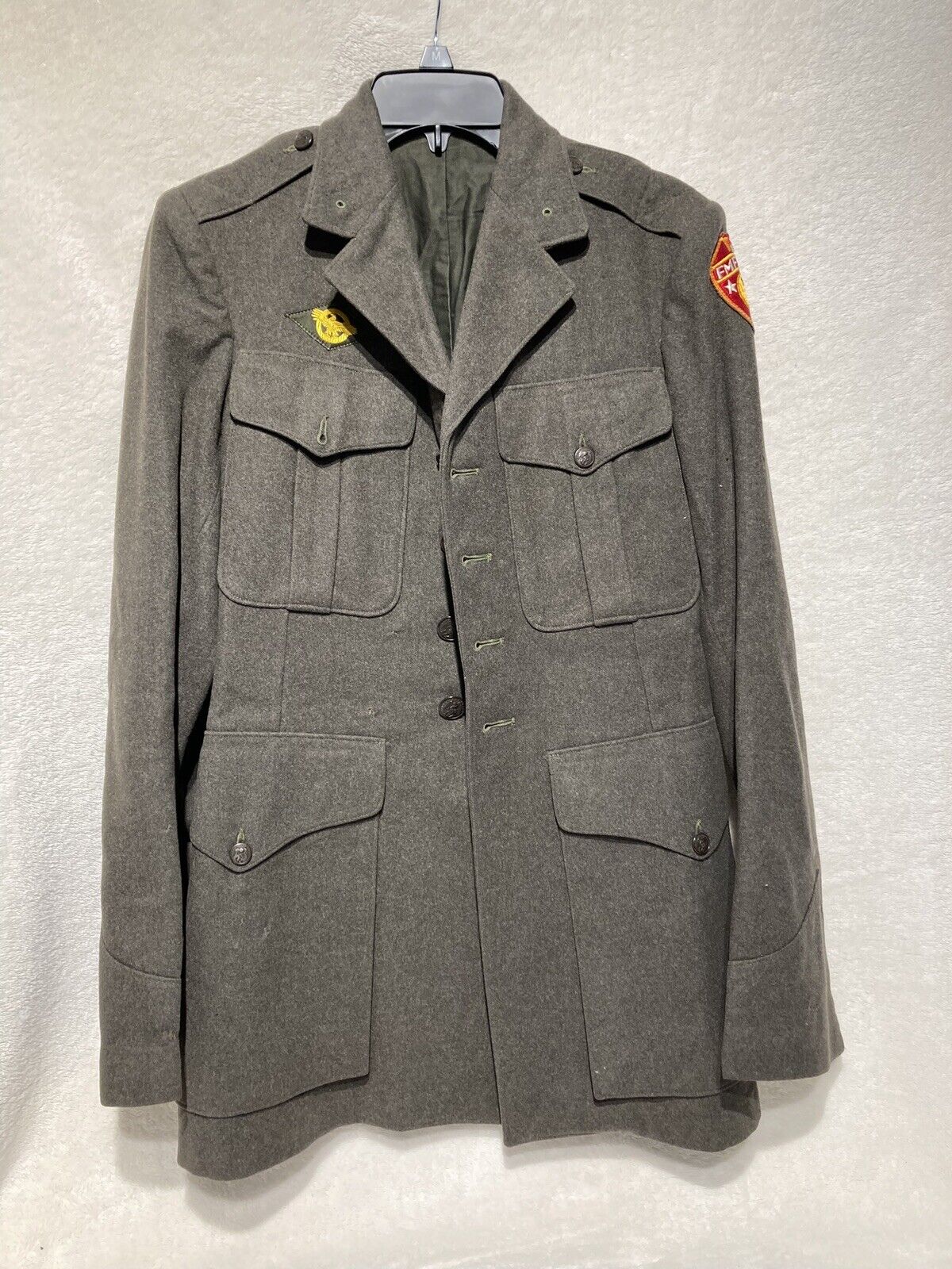 Vintage WW II Marine Wool Dress Jacket with FMF-PAC Patch 
