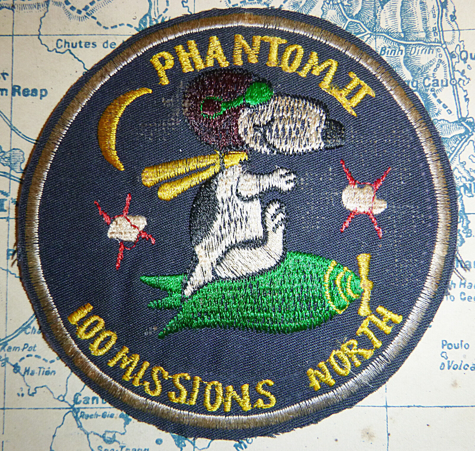 Vintage Patch - SNOOPY FLIES 100 PHANTOM MISSIONS - North - Vietnam War - V.512