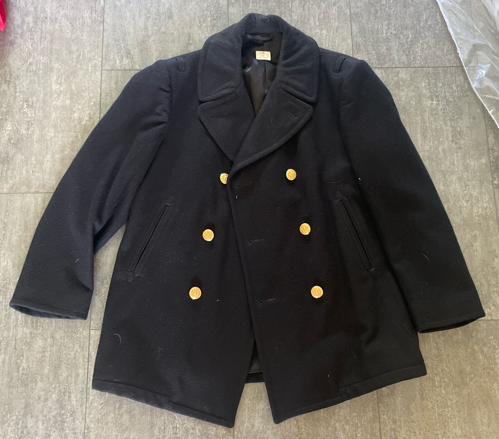 DSCP Quarterdeck Collection US Navy 42S WOOL Pea Overcoat Black 8405-01-154-5792