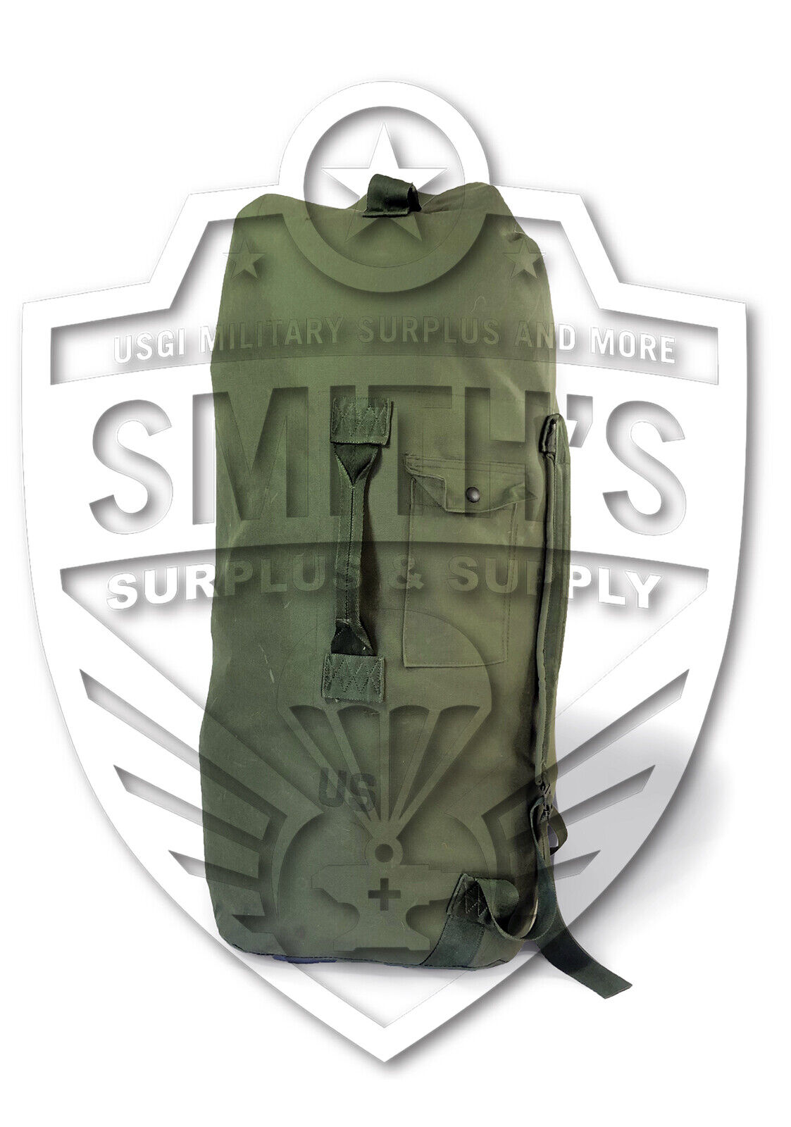 Military Duffel Bag, OD Green Nylon Sea Bag, Carry Straps, Army Luggage USGI
