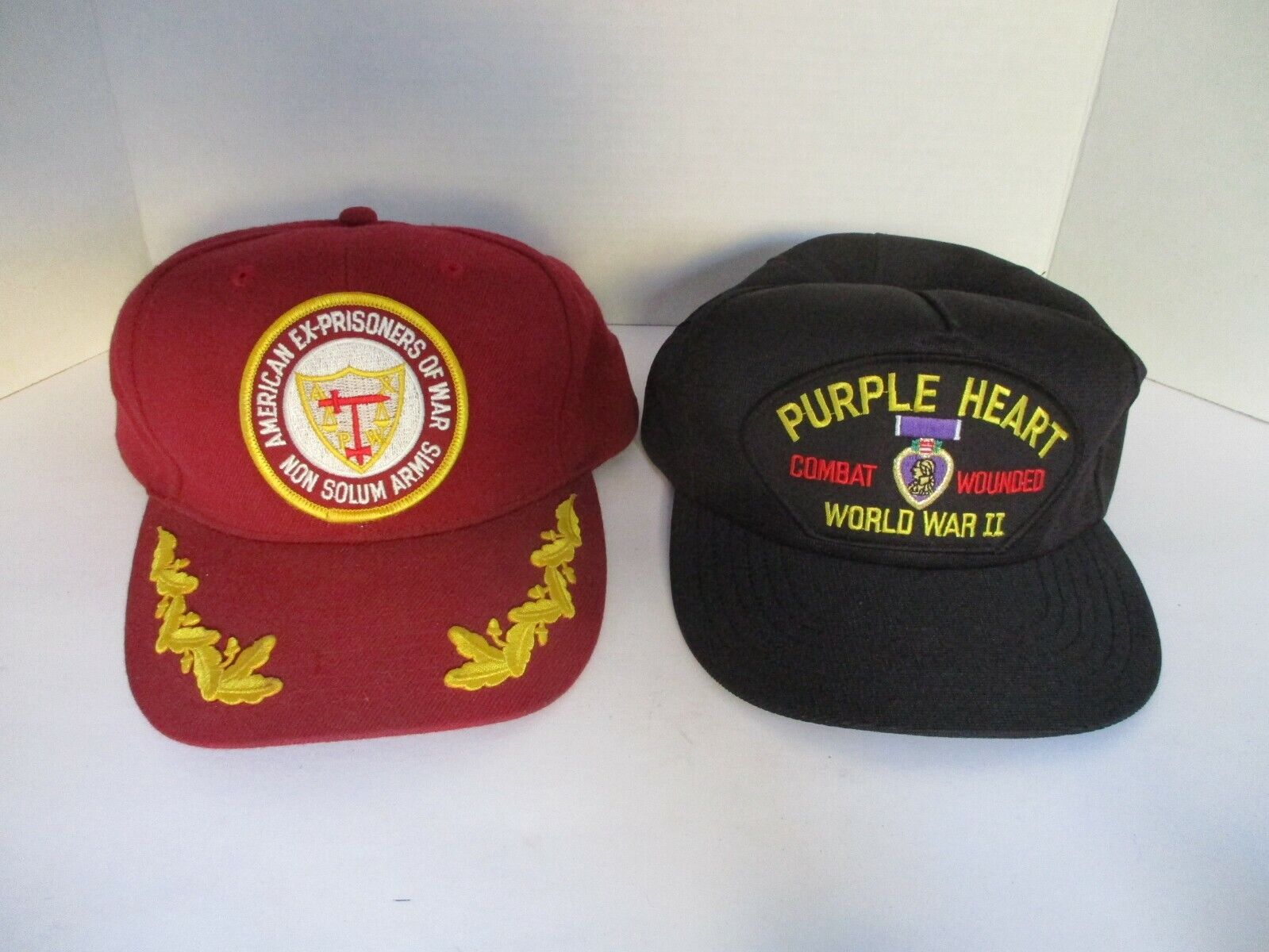 Pair Baseball Trucker Caps Hats, WWII Combat Purple Heart & American Ex-POW 