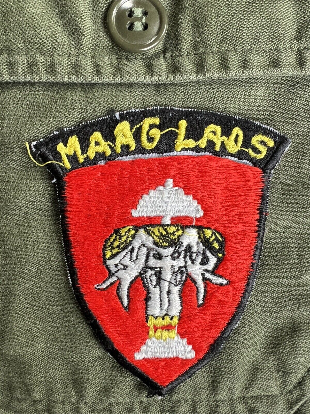 MAAG Laos machine embroidered pocket patch Military Advisers Whitestar Hot Foot