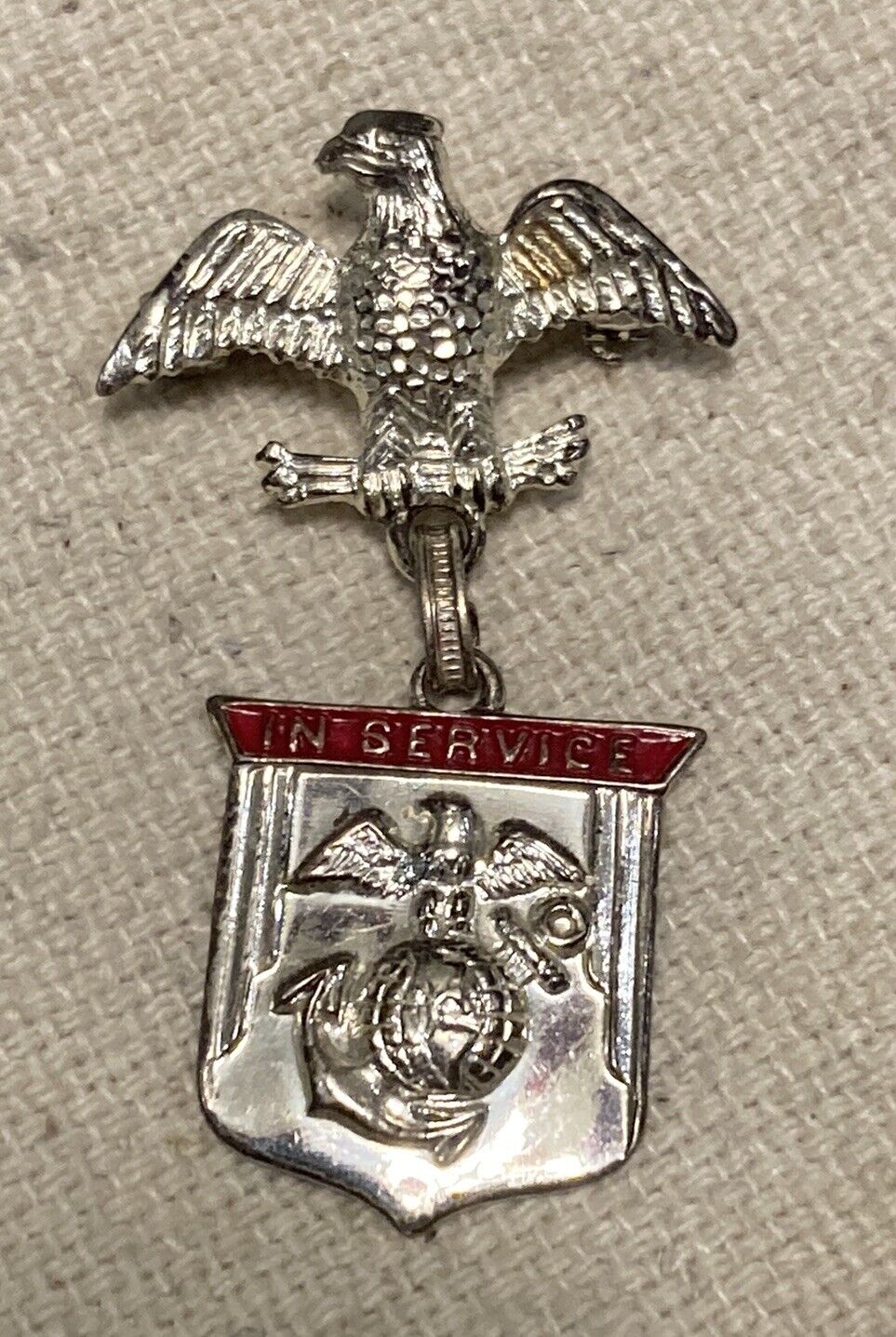 WWII Marine Corps USMC Son-In-Service Sterling Eagle Pin EGA Homefront