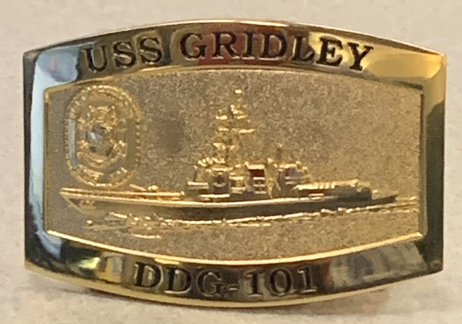 USS GRIDLEY DDG-101 Brass Metal Belt Buckle ~ USN Navy