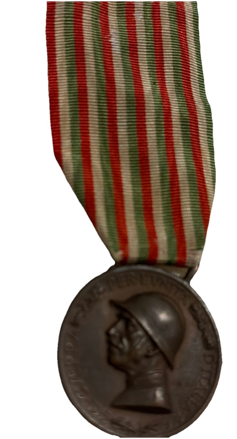 ITALO-AUSTRIAN WAR 1915-1918 COMMEMORATIVE BRONZE MEDAL w/Ribbon  original rare