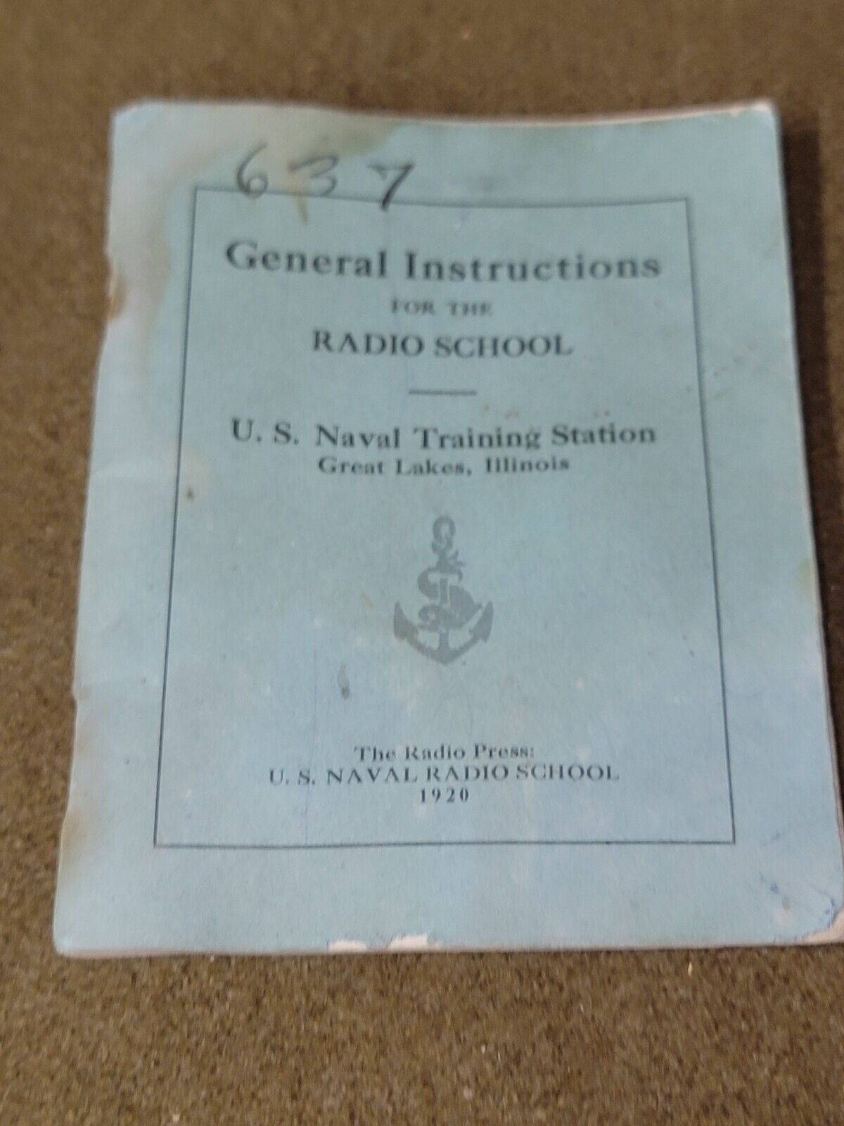 US Navy Radio School Book Dated 1920